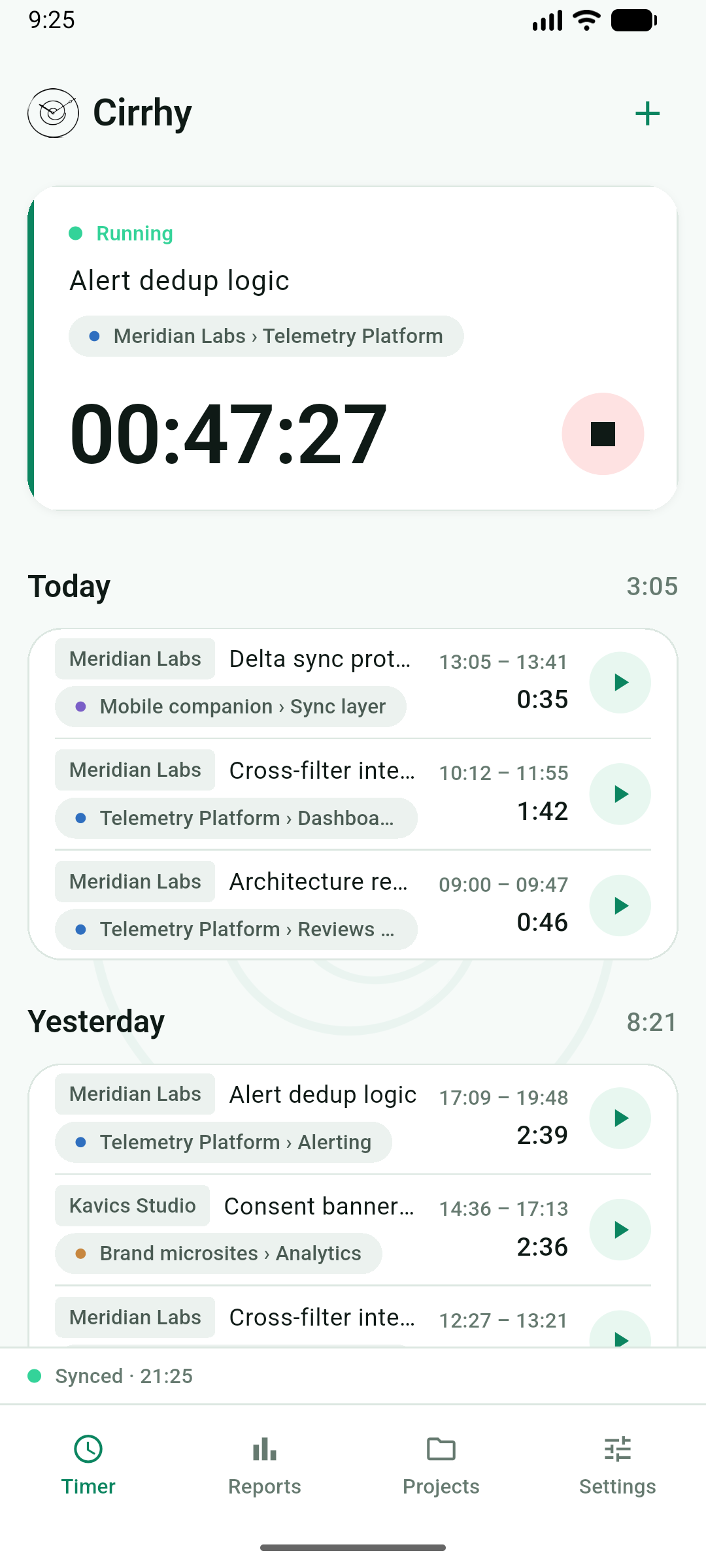Cirrhy timer on a phone